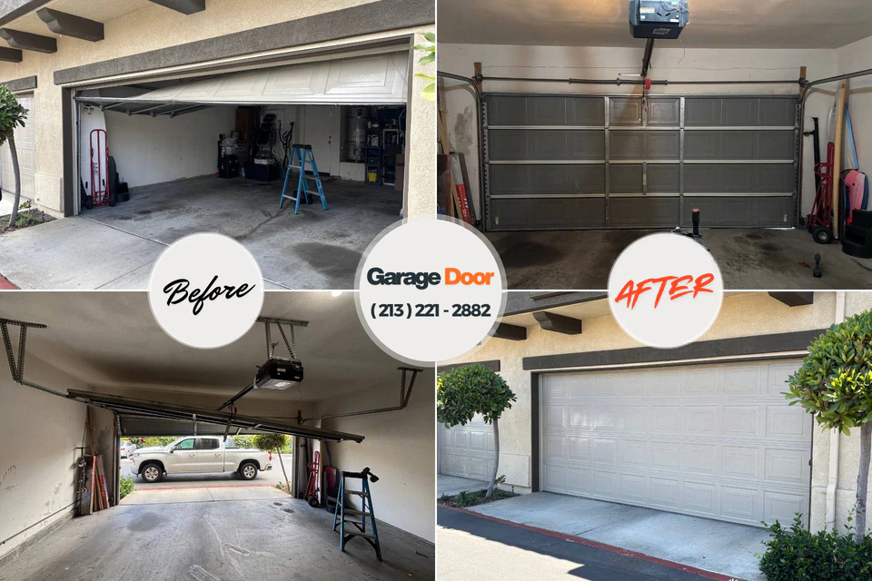 Before and after: garage door repair Lillian, AL